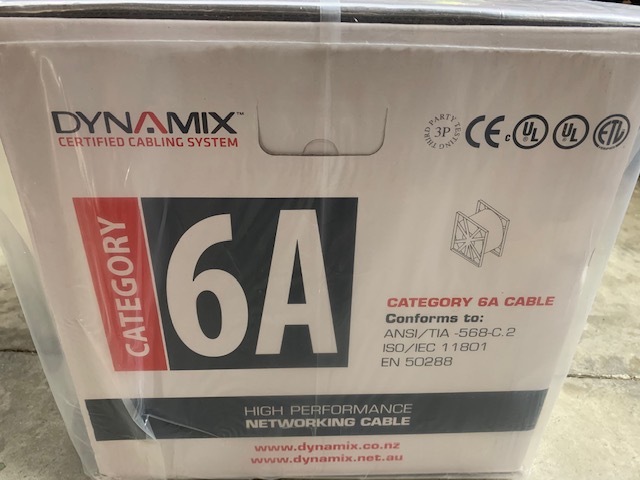 Dynamix C-C6AUTP -SLD 23AWG Solid 4 Pairs CM Grey  Cat6A UTP Cable Roll , 550 MHz, 305m