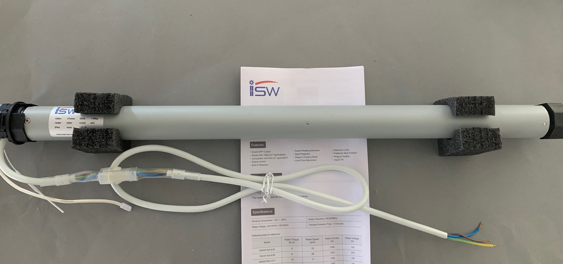 iSW35F/SW-10Nm/17RPM WiFi Tubular Blinds Motor, Amazon Alexa and Google Assistant Compatible directly
